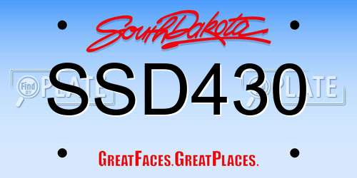 SSD430 South Dakota License Plate