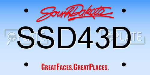 SSD43D South Dakota License Plate