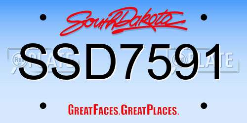 SSD7591 South Dakota License Plate