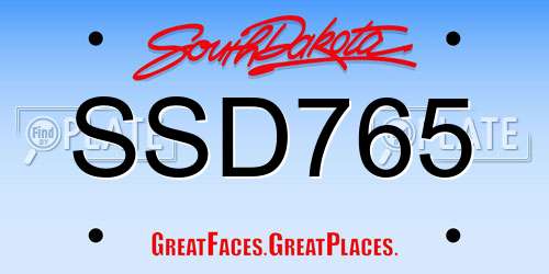 SSD765 South Dakota License Plate