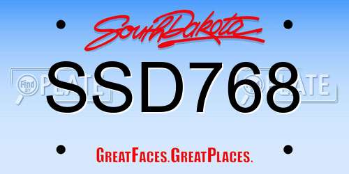 SSD768 South Dakota License Plate