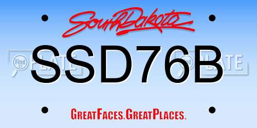 SSD76B South Dakota License Plate