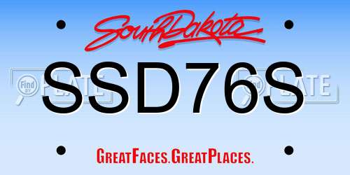 SSD76S South Dakota License Plate