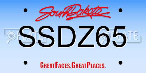 SSDZ65 South Dakota License Plate