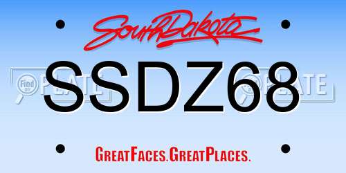 SSDZ68 South Dakota License Plate
