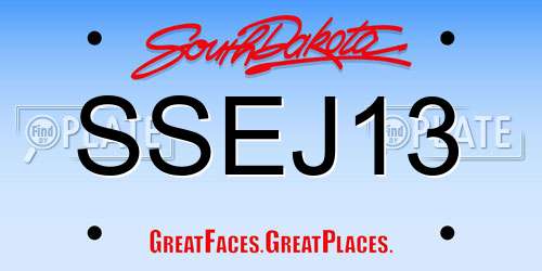 SSEJ13 South Dakota License Plate