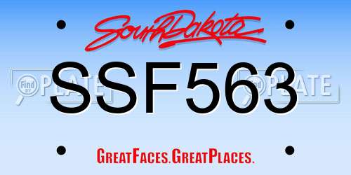 SSF563 South Dakota License Plate