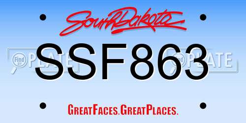 SSF863 South Dakota License Plate