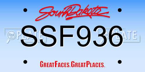 SSF936 South Dakota License Plate