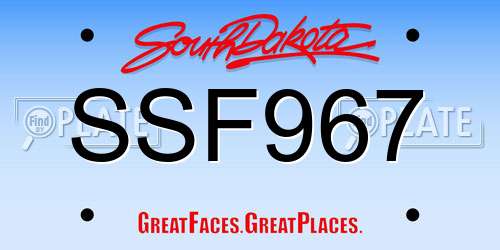 SSF967 South Dakota License Plate