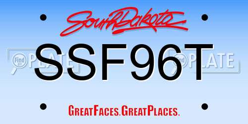 SSF96T South Dakota License Plate