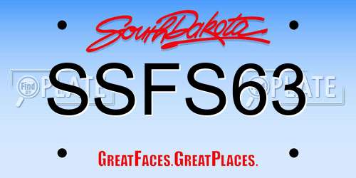 SSFS63 South Dakota License Plate