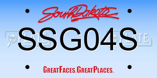 SSG04S South Dakota License Plate