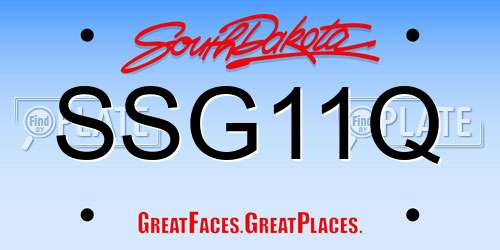 SSG11Q South Dakota License Plate