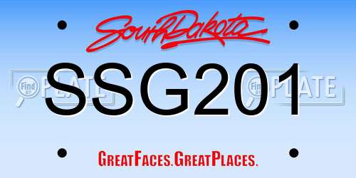SSG201 South Dakota License Plate