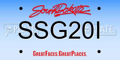 SSG20I South Dakota License Plate