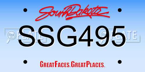 SSG495 South Dakota License Plate