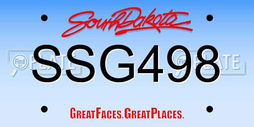 SSG498 South Dakota License Plate