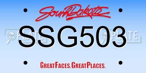 SSG503 South Dakota License Plate