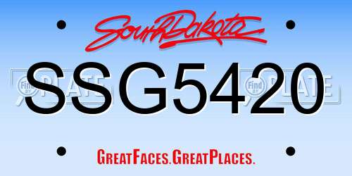 SSG5420 South Dakota License Plate