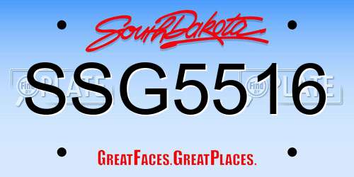 SSG5516 South Dakota License Plate