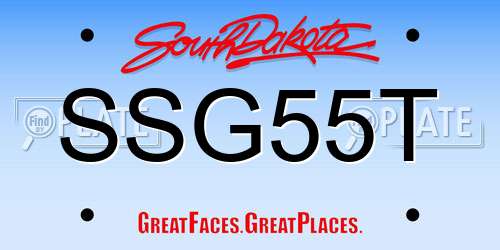 SSG55T South Dakota License Plate