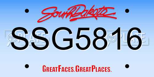SSG5816 South Dakota License Plate