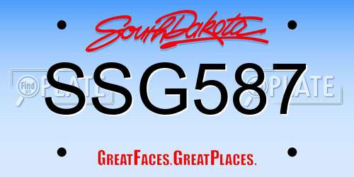 SSG587 South Dakota License Plate