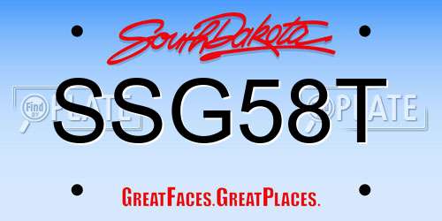 SSG58T South Dakota License Plate