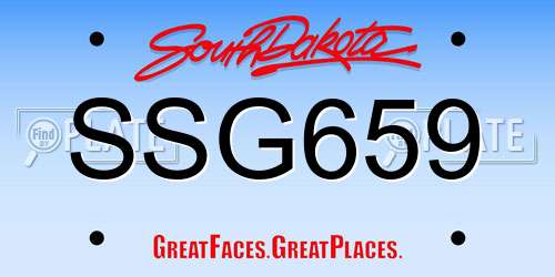 SSG659 South Dakota License Plate