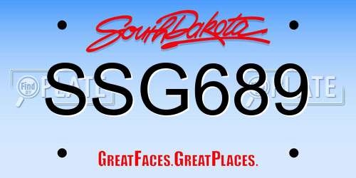 SSG689 South Dakota License Plate
