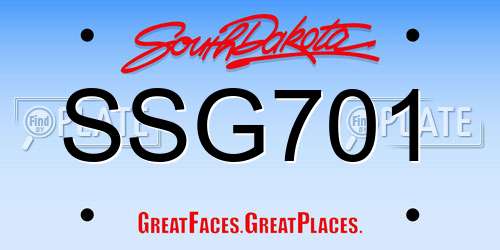SSG701 South Dakota License Plate