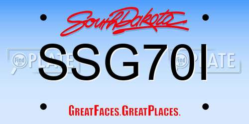 SSG70I South Dakota License Plate