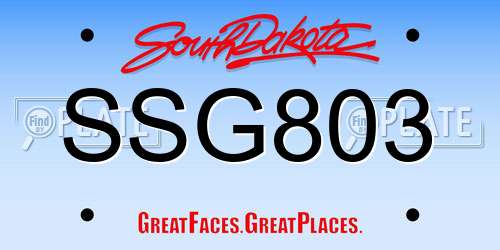 SSG803 South Dakota License Plate