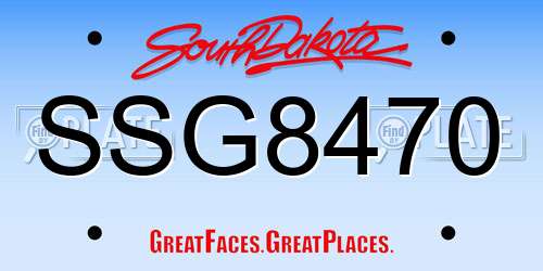 SSG8470 South Dakota License Plate