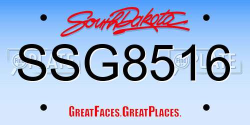 SSG8516 South Dakota License Plate