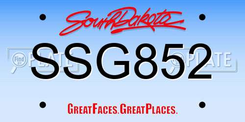 SSG852 South Dakota License Plate