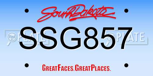 SSG857 South Dakota License Plate