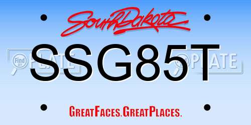 SSG85T South Dakota License Plate