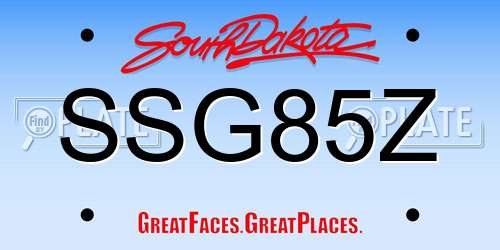 SSG85Z South Dakota License Plate