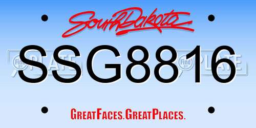 SSG8816 South Dakota License Plate