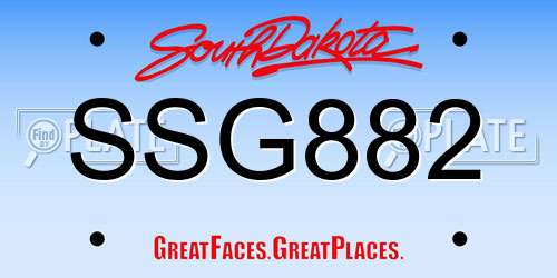 SSG882 South Dakota License Plate