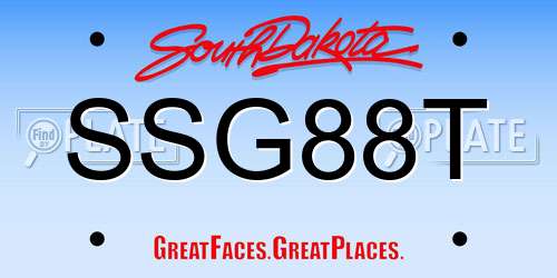 SSG88T South Dakota License Plate