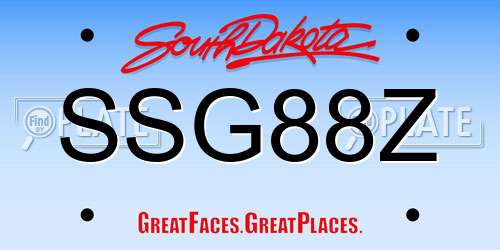 SSG88Z South Dakota License Plate