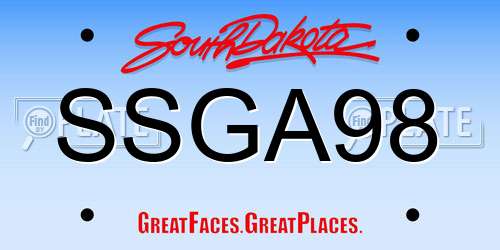 SSGA98 South Dakota License Plate