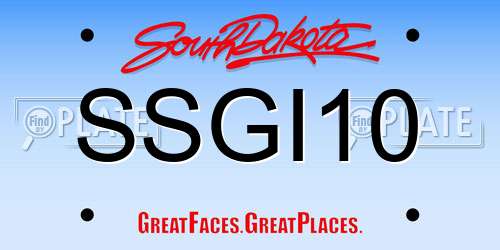 SSGI10 South Dakota License Plate