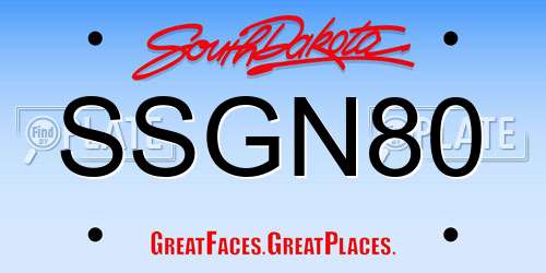 SSGN80 South Dakota License Plate