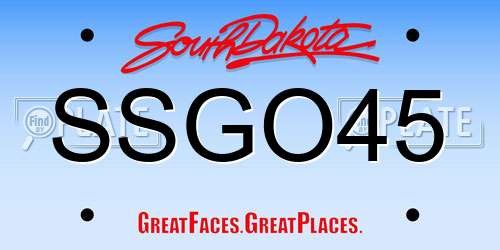 SSGO45 South Dakota License Plate
