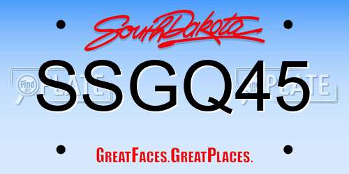 SSGQ45 South Dakota License Plate
