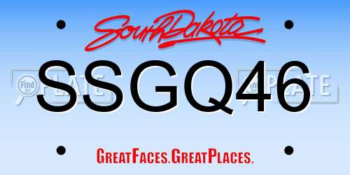 SSGQ46 South Dakota License Plate